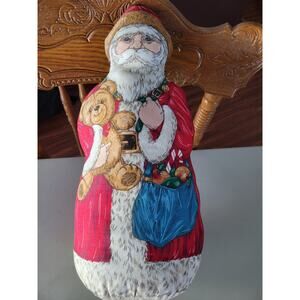 Vintage Stuffed Christmas Santa Weighted Bottom 18.5" Tall